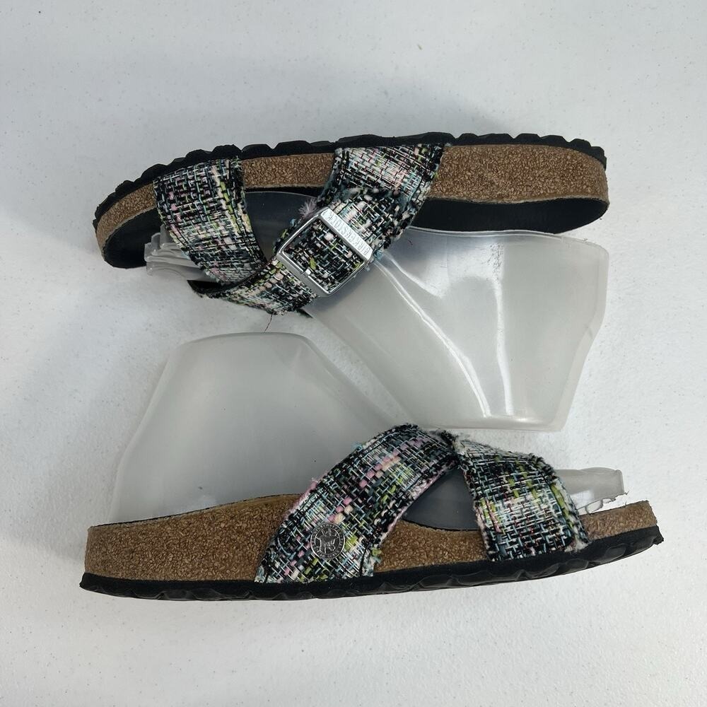 Birkenstock Cross-Strap Sandals in Multicolor Tweed Pattern - Picture 5 of 11